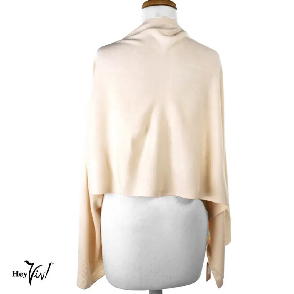 Ivory Button Shawl Shrug Wrap 60